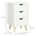 thumbnail image 3 of HOMCOM Table de Nuit, Table de Chevet avec 3 Tiroirs, Pattes en Bois, Blanc, 3 of 10