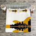 thumbnail image 3 of Ambesonne Detroit Quilted Bedspread Set 3 Pcs, Electric Guitar Music, King Size, Yellow Black, 3 of 3