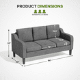thumbnail image 2 of OSM 64" Apartment Sofa for Small Spaces, 3-Seater Couch with Removable Cushions & Wooden Legs, 600 lb Capacity Compact Modern Sofa Bed, Living Room, Bedroom, Lava Gray, 2 of 8