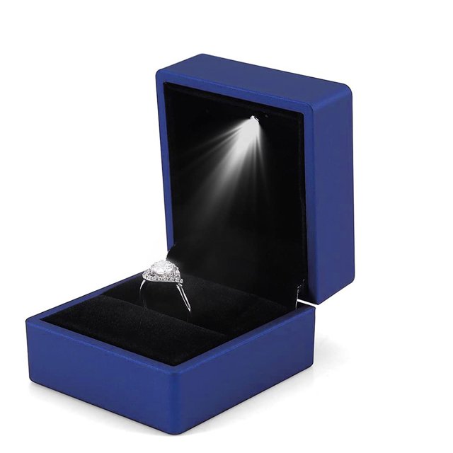 Caja de anillo con luz LED, caja de regalo para anillo de pendiente, anillo de boda, exhibición de joyería, organizador de embalaje, soporte de almacenamiento para compromiso, regalo de boda Vhermosa OTTO-2035273-3