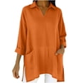 thumbnail image 2 of Bixock Women's Maternity Tops Long Sleeve Shirts V Neck Cotton Linen Loose Pregnant Casual Blouse with Pockets Soft Breathable Daily Wear Maternity Clothings, 2 of 7