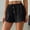 Black, variant on Women's Drawstring High Waisted Tie Knot Wide Leg Textured Loose Summer Shorts L