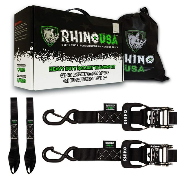 RHINO USA Ratchet Straps Motorcycle Tie Down Kit, 5,208 Break Strength