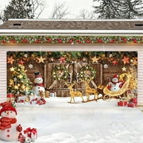 Hometravel Christmas Garage Decor, Merry Christmas Printed Outdoor Hanging Cloth, Festive Seasonal Decoration for Garage Door Display
