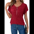 thumbnail image 2 of Blusas de Talla Grande para Mujer, Túnicas de Corta con Cremallera de 1/4, Color Rojo Vino M, 2 of 6