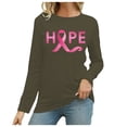 thumbnail image 1 of MKLEKYY Hauts Ajustés pour Femmes T-Shirt à Manches Longues Imprimé Mois de la Prévention du Cancer Col Rond Décontracté pour Femmes, 1 of 3