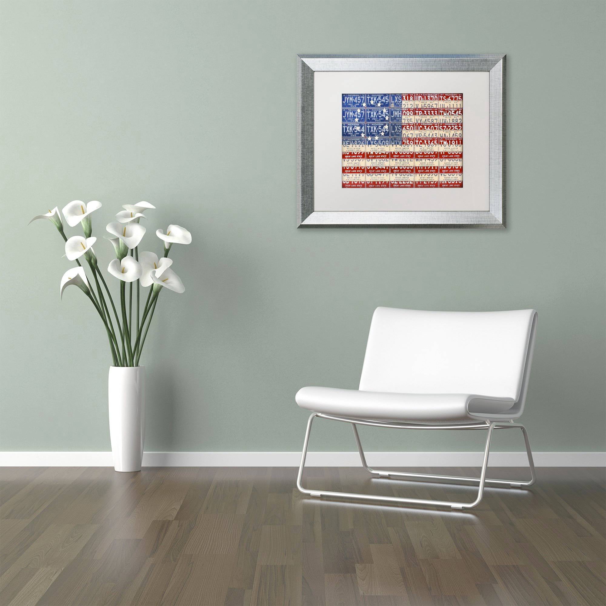 Trademark Fine Art 'Betsy Ross Flag' Canvas Art by Design Turnpike, White Matte, Silver Frame