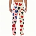 thumbnail image 3 of Fgvctg Men's Valentine's Day Pajamas Stretch Wide Leg Sleepwear Pajamas Pant Fashion Love Heart Graphic High Waisted Pjs Fall Spring Drawstring Lounge Pants with Pockets Light Blue 2XL, 3 of 5