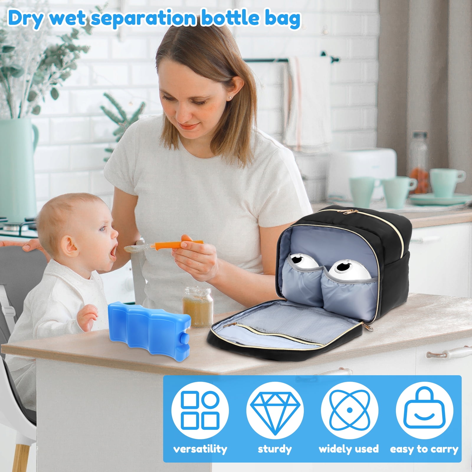 Wearable Breast Pump Bag with Cooler Compartment Portable Breastmilk Cooler Bag with Ice Pack and Waterproof Mat for Breast Pump and Accessories