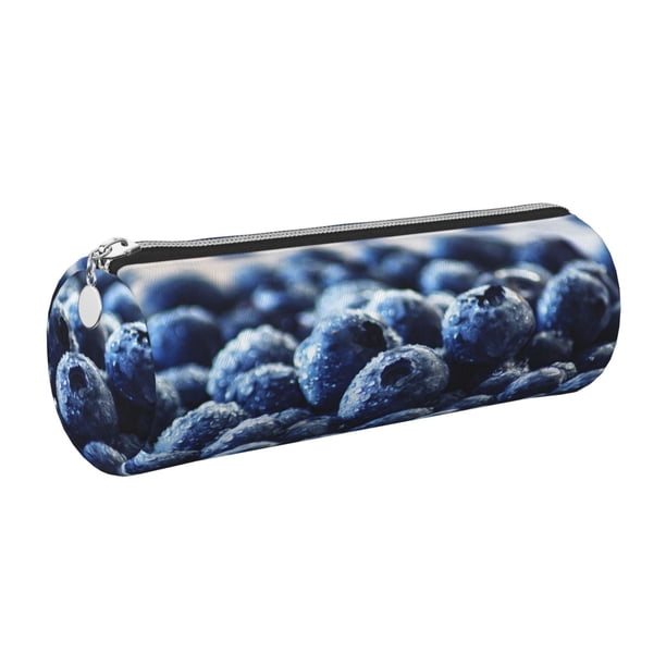 Disketp Blueberry Estuche Organizador de Lápices de Cuero, Estuche de Oficina con Cremallera para Bolígrafo y Lápiz