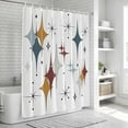 thumbnail image 5 of Blue Red Diamond Shower Curtain, Waterproof Shower Curtains for Bathroom, Modern Geometric Middle Century Washable Fabric Bathtub Curtain Set Bath Decor with 12 Hooks Standard 72"x72", 5 of 6