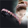 thumbnail image 2 of Hair Band Edging Headband Men's and Women's Sports Hair Band Hoop Top Metal Double Bangs Flower Rhinestone Hair Accessories (Color : J 3113), 2 of 5
