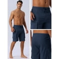 thumbnail image 5 of DARING DIVA Men's Solid Color Side Pockets Lining Summer Board Shorts 38 Navy Blue, 5 of 6