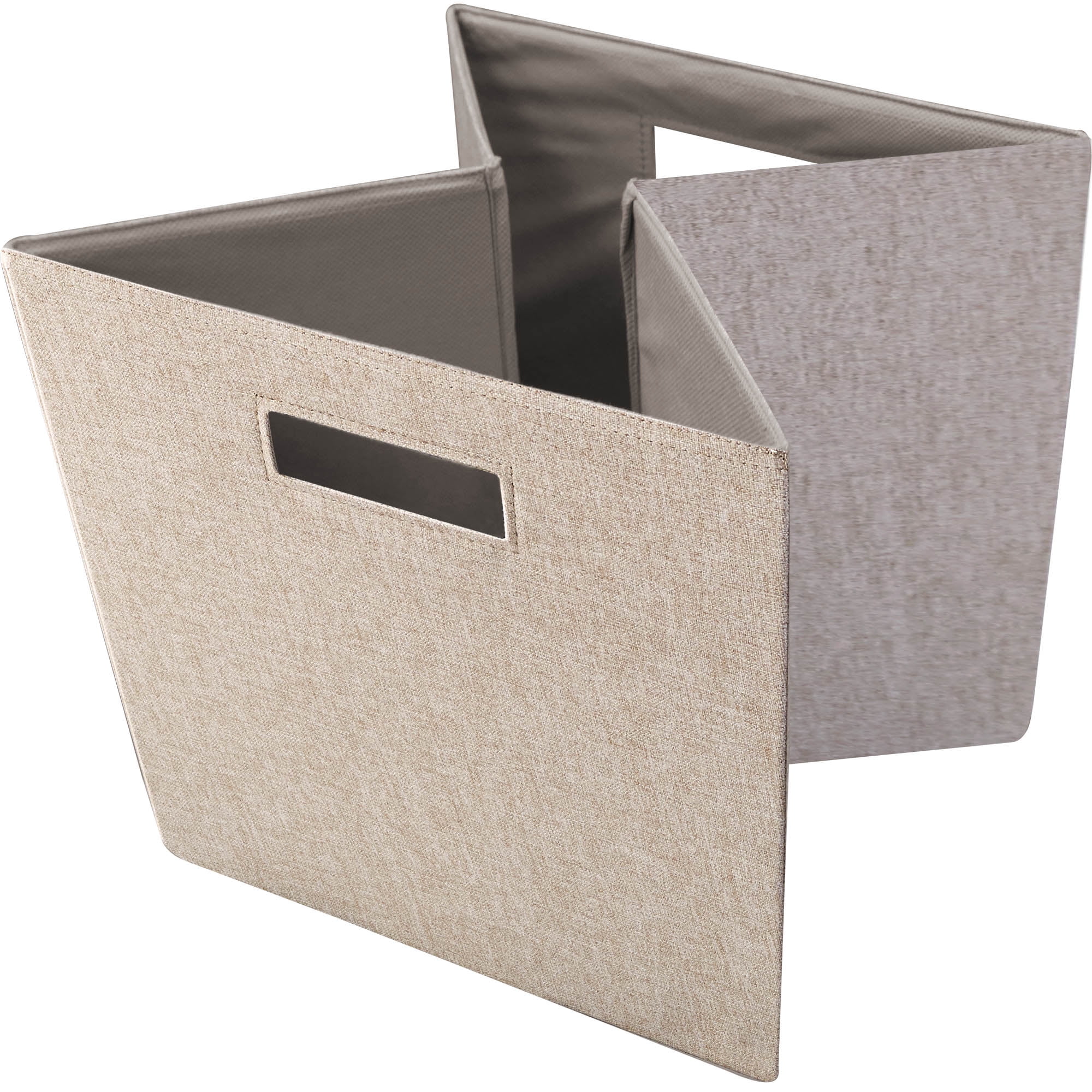 Better Homes & Gardens Fabric Cube Storage Bins, Tan, 2 Pack, 12.75 in x 12.75 in x 15 in
