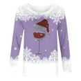 thumbnail image 4 of Women's Christmas Shirts Graphic Print Long Sleeve Crewneck Pullover Top Purple 3XL, 4 of 6