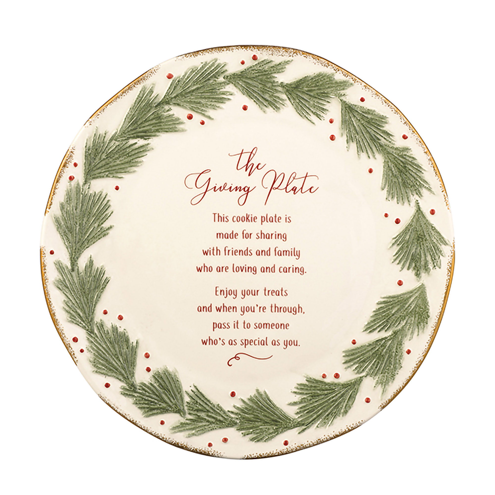 The Giving Plate Red Green Holly 10 x 10 Ceramic Decorative Plate