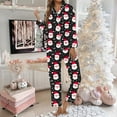 thumbnail image 2 of stretchy split short pajama sets for women 4-way flex sleep shorts Women's Christmas Santa Print Button Pocket Long Sleeve Trousers Home Pajama Set, 2 of 5