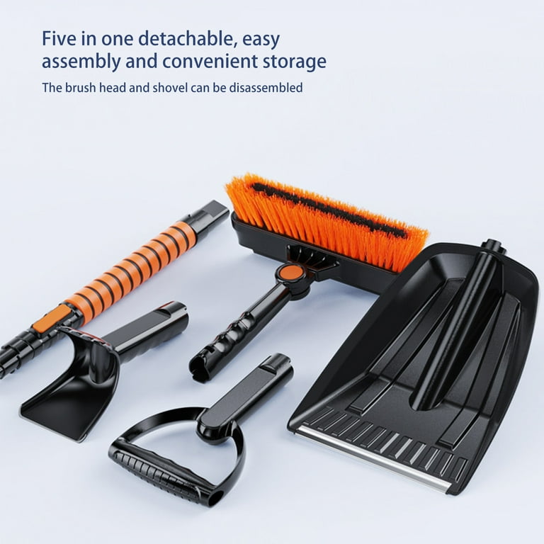 39in Extendable Car Snow Brush With Squeegee And Extendable Snow Shovel, 5  In 1 Detachable Snow Remover With Pivoting Brush For Car Windshield