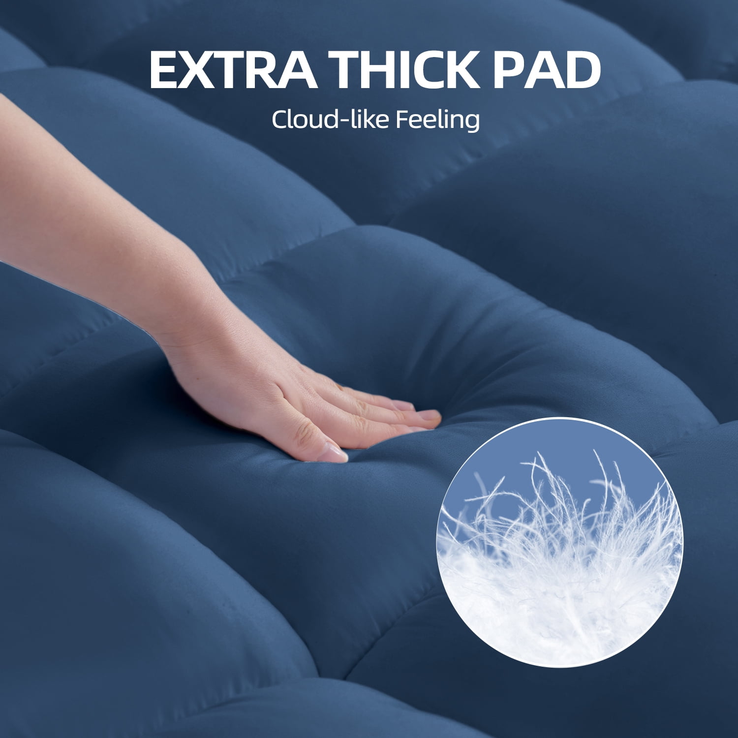 BDEUS Extra Thick Mattress Topper, Cooling Mattress Pad Cover, Pillow Top Protector with 8-21 inch Deep Pocket, Full Size