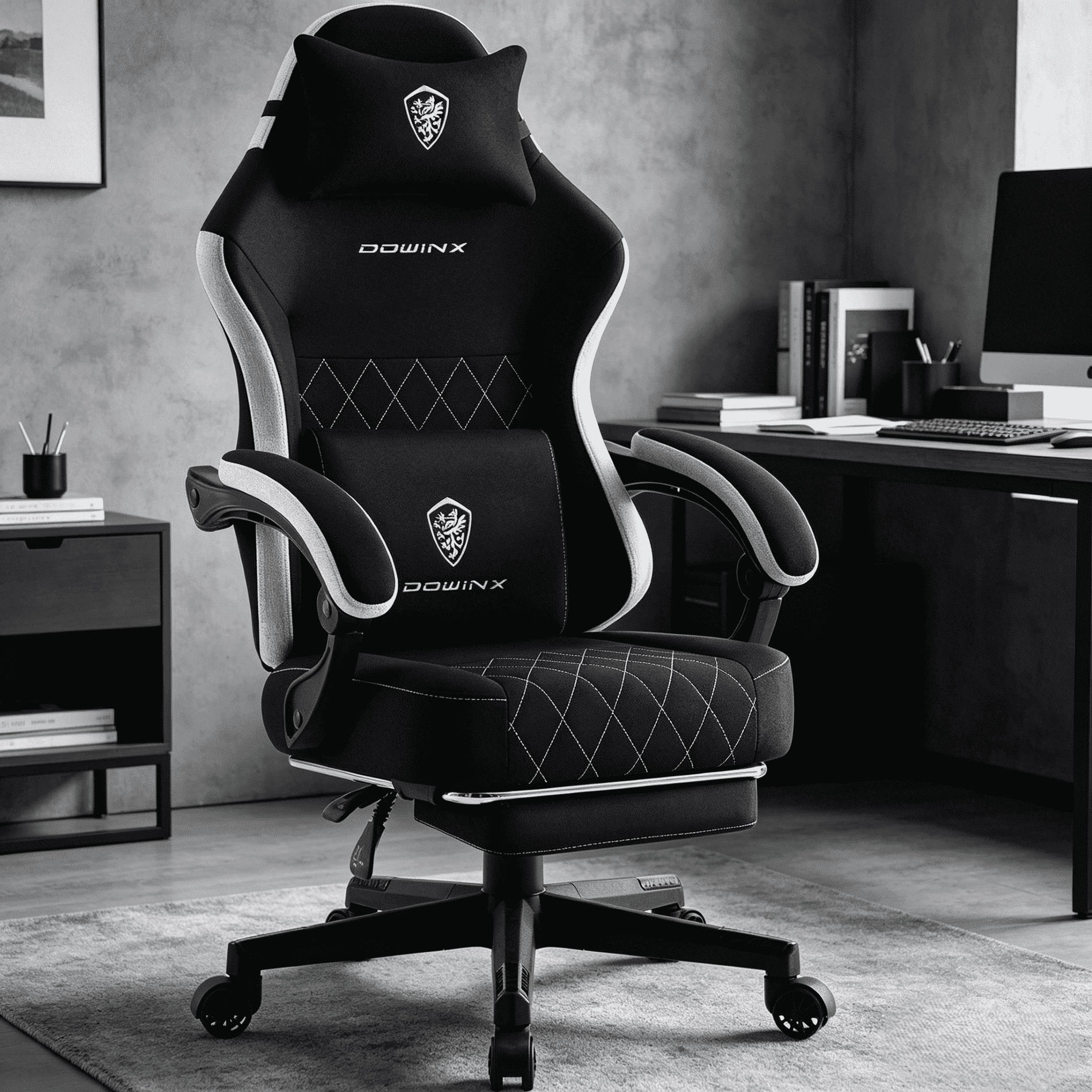 Dowinx Gaming Chair Fabric with Pocket Spring Cushion, Ergonomic High Back Computer Chair with Footrest