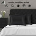 thumbnail image 5 of PULLIMORE 2 Pcs Silk Stain Pillowcase Pillow Case Cover Standard King Queen Cushion Covers for Hair and Skin (King, 20 x 40 inch, Black), 5 of 10
