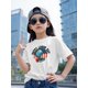 thumbnail image 1 of Happy Labor Cotton Short-Sleeve T-Shirt for Girls - Cute American Flag & Earth Graphic Print, Casual Summer Top with Round Neck, Breathable Stretchy Fabric, Versatile Casual Attire, 1 of 6