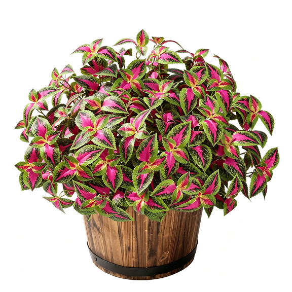 BZCOE Artificial Coleus Plants Outdoor, 5 Pcs Uv Resistant Faux Silk Greenery with Stems, Fake Plant for Outside Porch Planters Garden Patio Hanging Pathway Decor (Red)