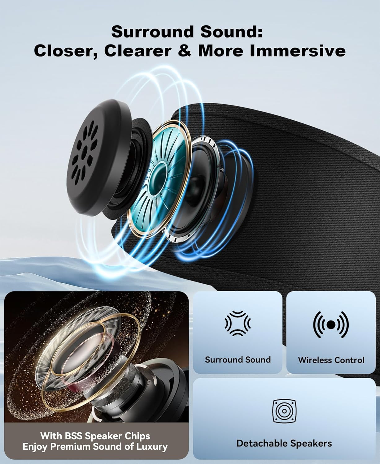 ZLC Bluetooth 5.4 Sleep Headphones Headband, Wireless Music Earphones Sleeping Eye Mask, Cool Tech Gadgets for Women, Mom, Sports, Workout, Running, Unique Gifts
