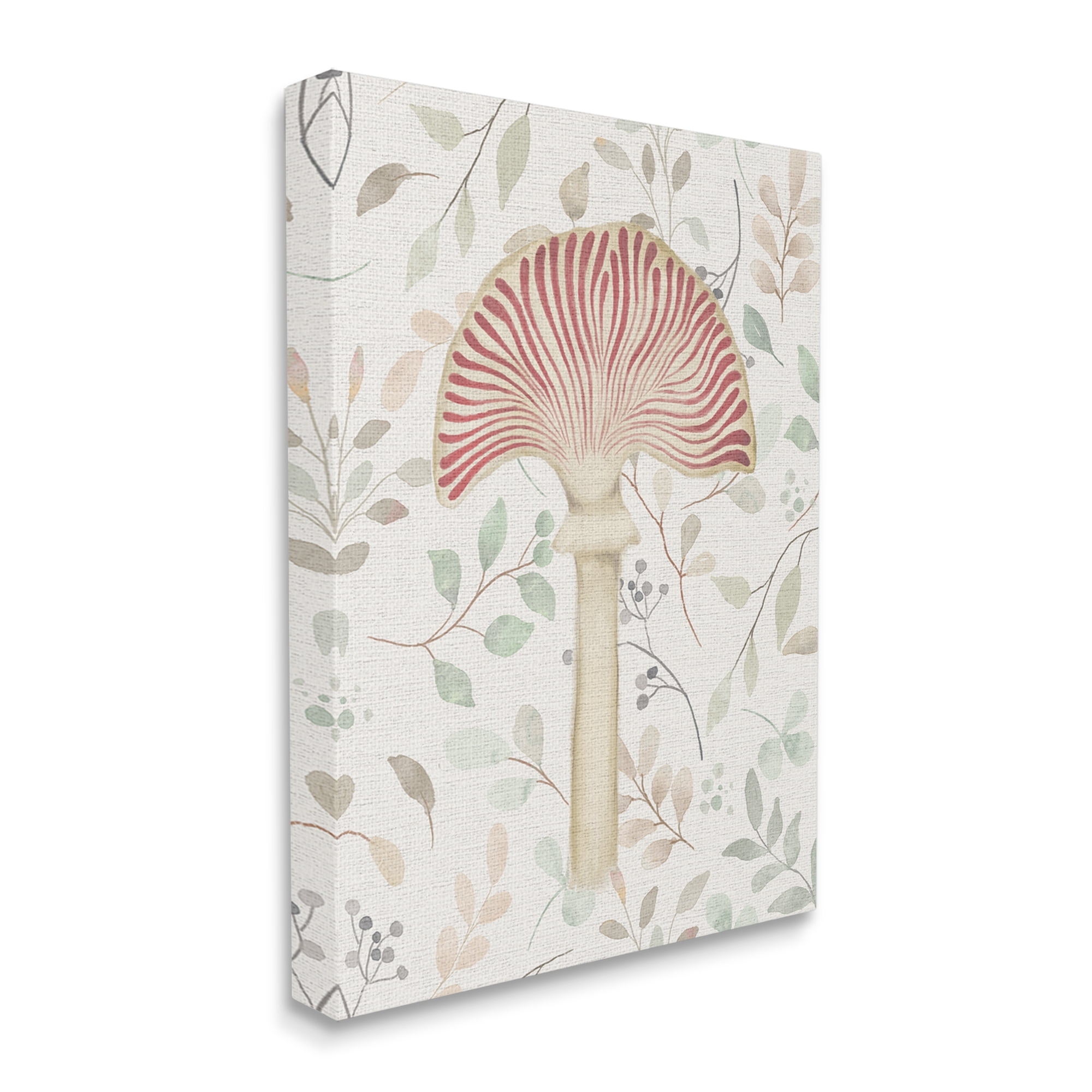Stupell Industries Soft Botanicals & Mushroom Botanical & Floral Painting Gallery Wrapped Canvas Art Print Wall Art, 24 x 30