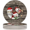 thumbnail image 2 of Round Drink Coasters 2 Pcs Merry Christmas Reindeer Snow Santa Absorbent Ceramic Coaster with Cork Base for Coffee Cups Housewarming Gift for Home Decor, 2 of 6