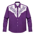 thumbnail image 4 of Mens Shirts Casual Western Cowboys Long Sleeve Top Carnival Festive Button Down Lapel Comfortable Shirt for Men Purple M, 4 of 4