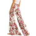 thumbnail image 3 of Women's Palazzo Wide Leg Pants High Waist Floral Print Tie Up Boho Hippie Trousers Beachwear, 3 of 6