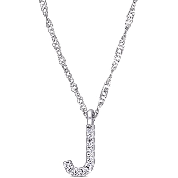 Everly Women's Diamond Accent 14k White Gold Initial 'J' Pendant with Chain