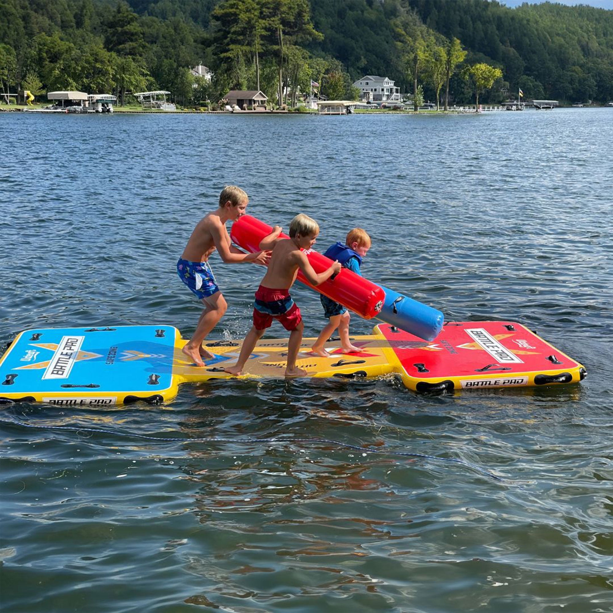 Wateraft Inflatable Battle Pad and Sticks, 13x6 Ft Floating Raft Water Game