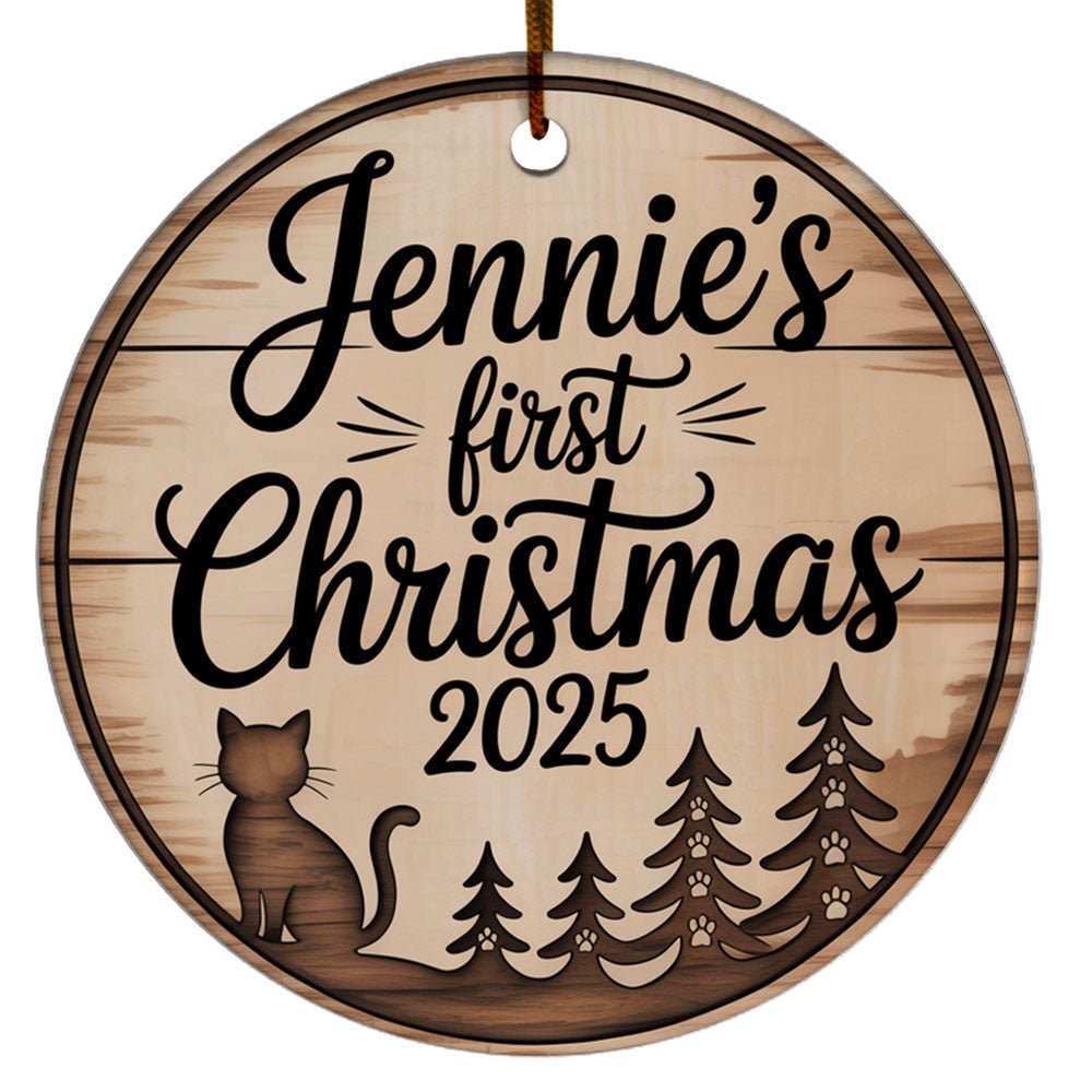 Dog’s 1st Christmas Ornament 2025, Custom Name Text Paw Date Christmas Ornament, Cute Baby Dog First Christmas Ornament Gift for Mom Dad Friend