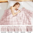 thumbnail image 7 of Pink Faux Fur Throw Blanket for Couch Bubble Cute Soft Warm Comforter Thick Furry Blanket for Sofa Bedroom Cozy Blankets for Women Gift Luxury Blanket for All Seasons 50''x60'', 860gsm, 7 of 7