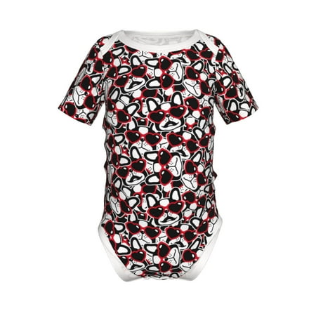 Coaee French Bulldog1 for Soft Baby Short-Sleeve Bodysuit Baby Climbing Clothes Baby Girls Boys Bodysuit Romper-3 Months