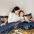 thumbnail image 5 of Feelyou Wildlife Tiger Queen Comforter Set for Kid, Vintage Groovy Flower Bedding Sets, Jungle Animal Reversible Bedding Comforter Set, Ultra Soft Home Decor, 3pcs, 5 of 8