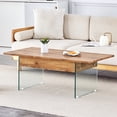 thumbnail image 2 of Lift Top Coffee Table Glass Black Modern Rising Tabletop with Hidden Storage Shelf Non-Slip for Home Living Room Office, Natural, 2 of 8
