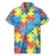 thumbnail image 2 of Camisa hawaiana informal de playa para hombre, camisa informal de calle para exteriores, uso diario, de otoño, de manga corta, abotonada, camisetas con rompecabezas en 3D, 2 of 5