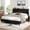 Black, variant on EnHomee Queen Bed Frame with Adjustable Headboard Upholstered Platform Bed Frame with LED Lights & Charge Station ,Gray