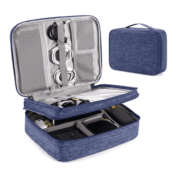 Electronics Organizer Bag - 3 Layer Travel Cable Organizer for iPad, Kindle, Hard Drives, Cables, and Chargers