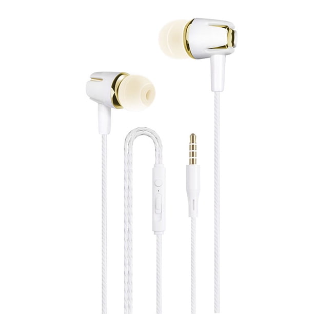 Matsuzay Micrófono HD Auricular en la oreja Auriculares con cableado de sonido estéreo 3D Auricular de control de respuesta libre Cables de audio/vídeo oro 1.2 m (longitud del cable)