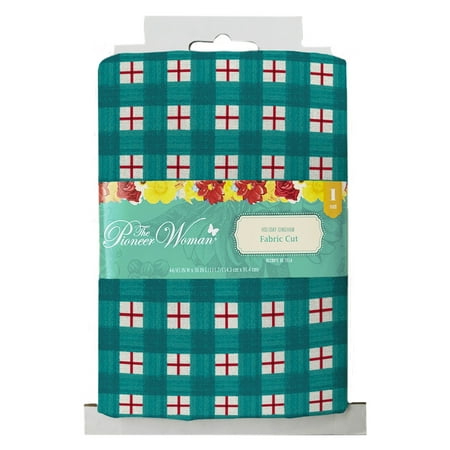 The Pioneer Woman 44" x 1 yd Cotton Holiday Gingham Precut Sewing & Craft Fabric, Teal
