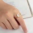 thumbnail image 5 of Titanium Steel Roman Numeral Ring Rotating One Side Black White Shell Woman Ring Korean Style Tourism Souvenir, 5 of 5