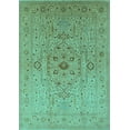 thumbnail image 1 of Ahgly Company Machine Washable Indoor Rectangle Oriental Turquoise Blue Traditional Area Rugs, 5' x 7', 1 of 4