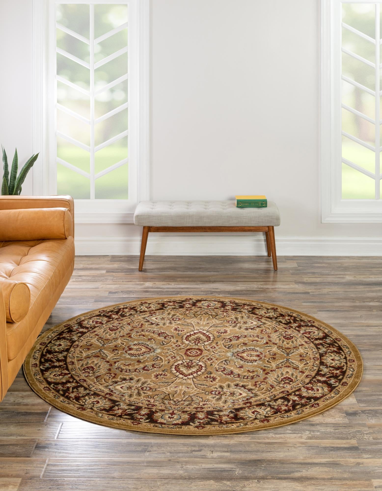 Aditi Collection Rug 6' Round Tan Low Rug Perfect For