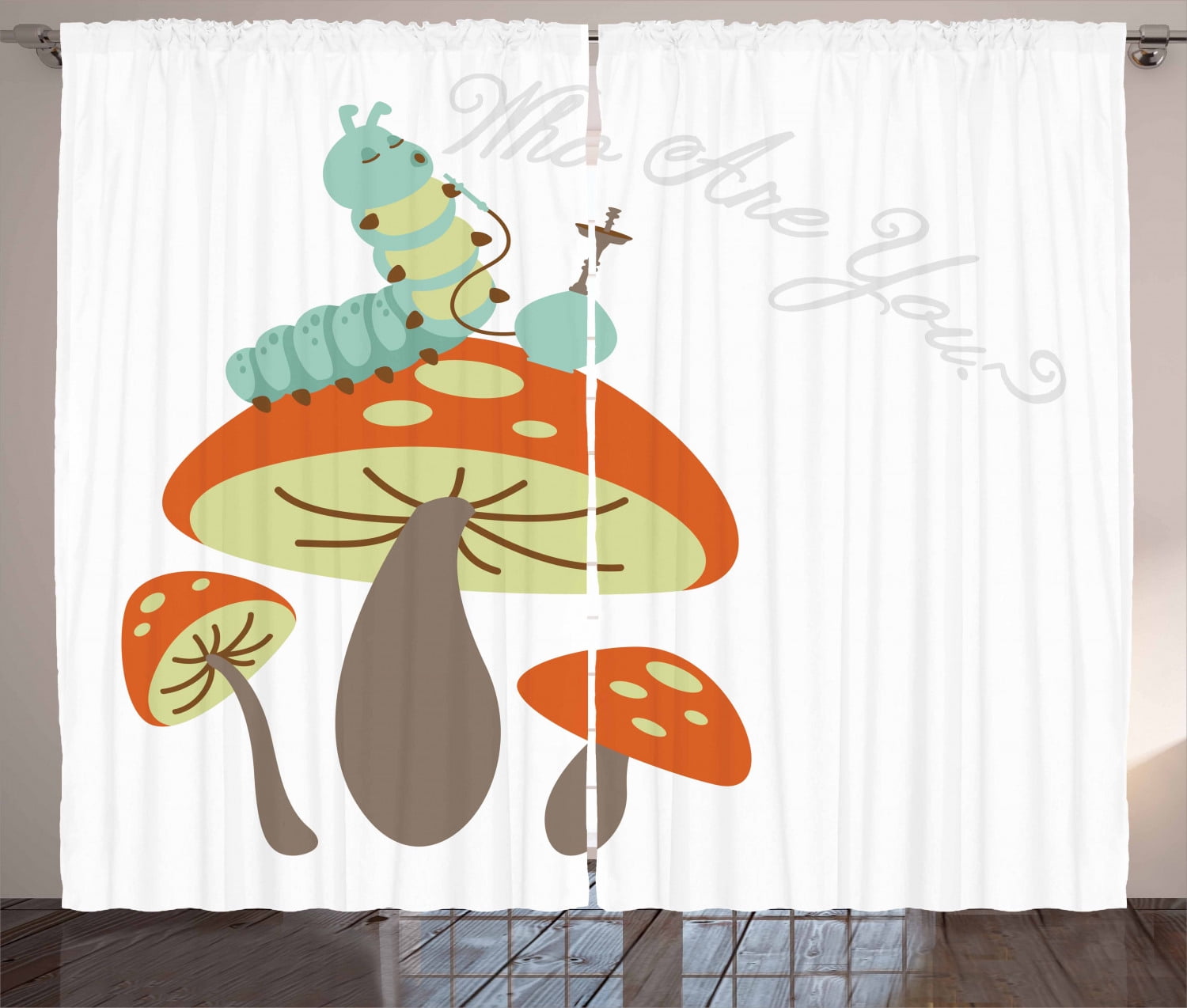 Alice In Wonderland Curtains 2 Panels Set Hookah Smoking Caterpillar Sitting On A Mushroom And Asking Who Are You Window Drapes For Living Room Bedroom 108w X 84l Inches Multicolor By Ambesonne Alice In Wonderland Curtains 2 Panels Set Hookah Smoking Caterpillar Sitting On A Mushroom And Asking Who Are You Window Drapes For Living Room Bedroom 108w X 84l Inches Multicolor By Ambesonne