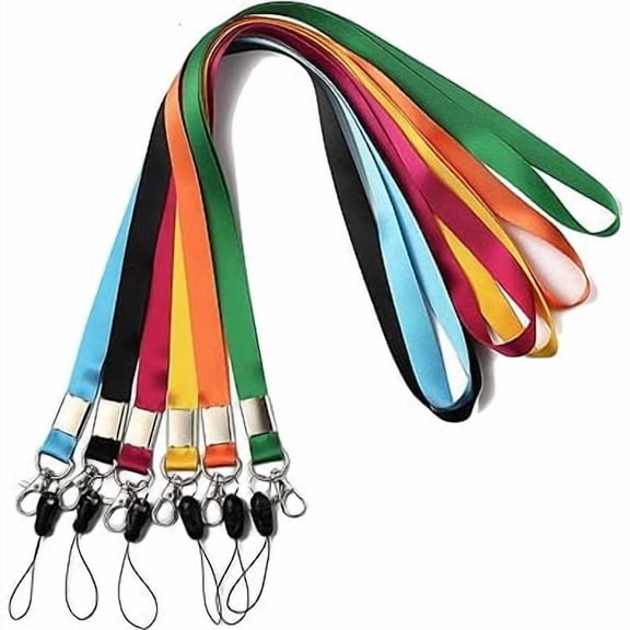MISSMILE 6Pack Multicolor Neck Lanyards with Clip,For Id Badges Holder | 6Colors,Lightweight,Black Blue Yellow Green Orange, Neck Lanyard