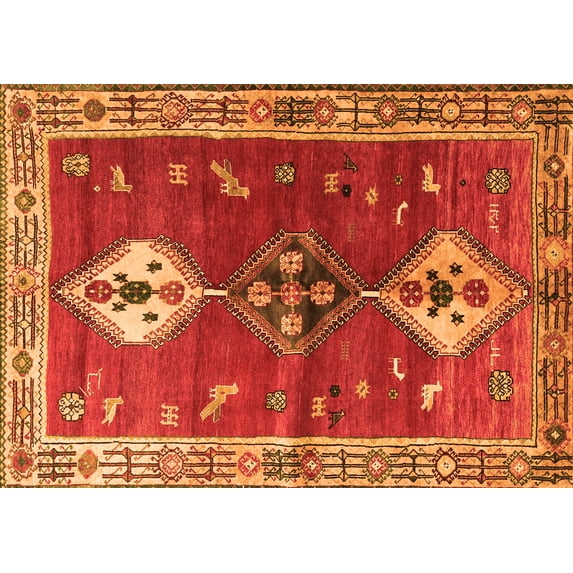 Ahgly Company Indoor Rectangle Persian Orange Traditional Area Rugs, 7' x 9'